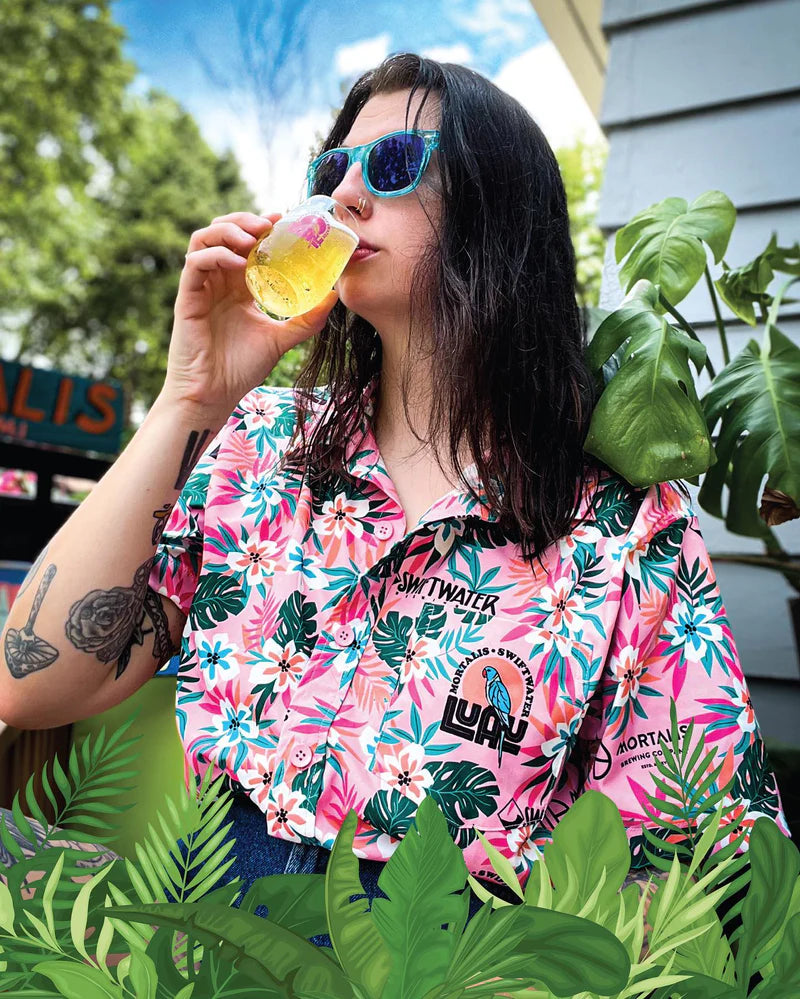 Person wearing custom Hawaiian Shirt